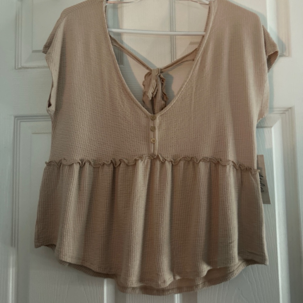 Women's Beige Ruffle Top
